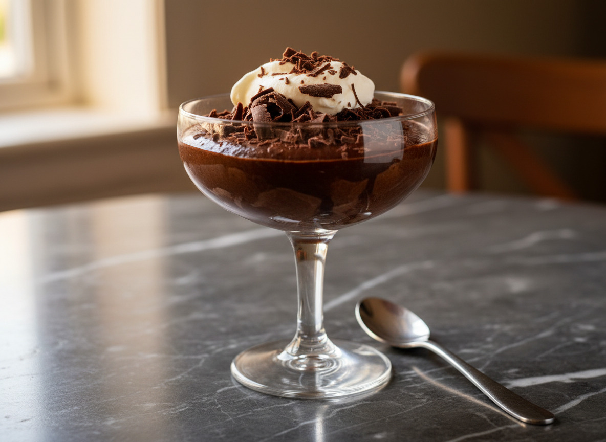 Chocolate mousse is delicate, fluffy, and full of air bubbles.